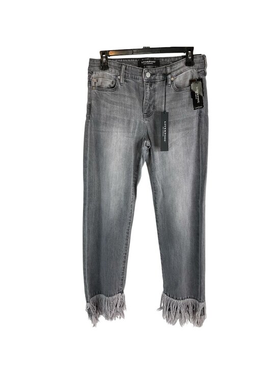 Liverpool Jeans Denim - Liverpool Los Angeles Jeans Womens Sz 2/26 Pumice Fray Fringe Stretch Nwt $98
